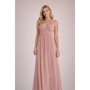 Birdy Grey Blush Pink Chiffon Maxi Dress Sleeveless V-Neck Size M